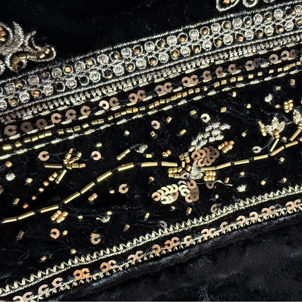Free People Maxxie Bead Detail Velvet Jacket Black and Gold NWT $268 - Picture 8 of 12